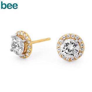 Bee Jewelry 9 kt Gold Ohrringe glänzend, Modell 55557-CZ